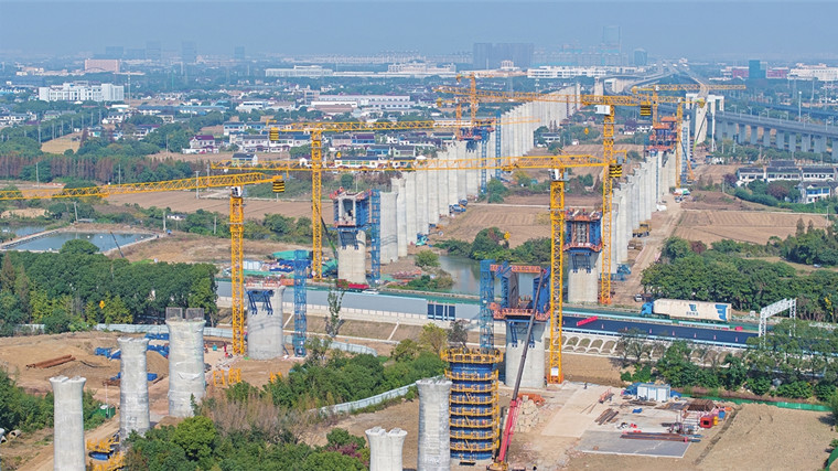 通蘇嘉甬高鐵張家港段建設熱火朝天 未來15分鐘直達蘇州北站
